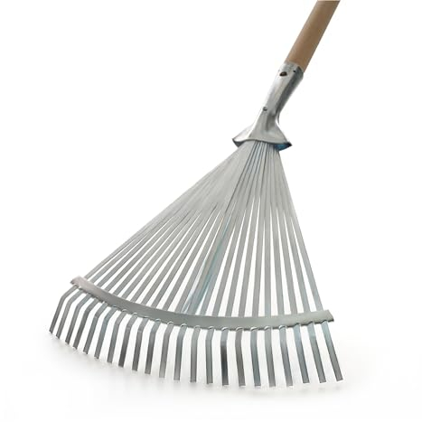 Laubbesen verstellbar mit Holzstiel Buche 160 cm sehr robust Fächerbesen verzinkt mit 22 Zinken
