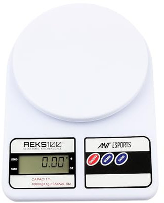 Ant Esports AEKS100 Kitchen Weighing Machine | Food Scale for Health, Fitness, Shop, Home Baking & Cooking | Large LCD Display | Tare Function | Overload Indicator | Weigh Up to 10Kg