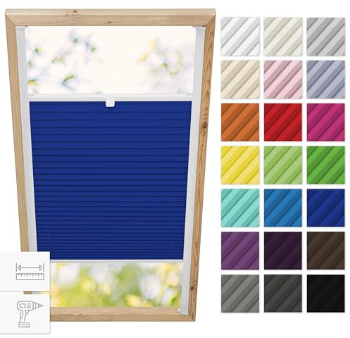 Estika Store plissé pour fenêtre de Toit avec perçage pour fenêtres Velux - Modèle: C02 - Couleur du Tissu: Blue Marine - Store intérieur plissé pour Les fenêtres de Toit