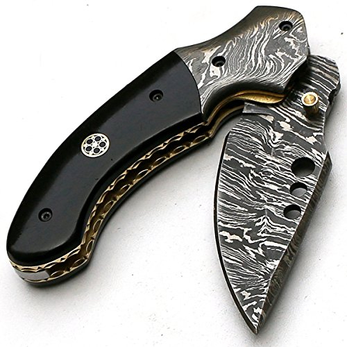 PAL 2000 KNIVES Couteau pliant - Couteau de poche fait main en acier de Damas CHA-8908