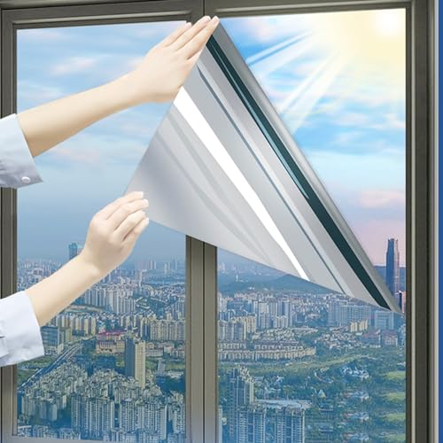Verspiegelte Wärmeschutzfolie, Spiegelfolie Fenster Sichtschutz, Fensterfolie Selbsthaftend Spiegelfolie Sichtschutzfolie, Sonnenschutzfolie UV-Schutz Innen Oder Außen for Haus Geschäfte Büro (Color
