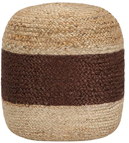 Generisch Brauner handgefertigter Pouf 40 x 45 cm Jute, Möbel für Zuhause, drinnen und draußen, Wohnzimmer, Schlafzimmer, Zimmermöbeldekoration