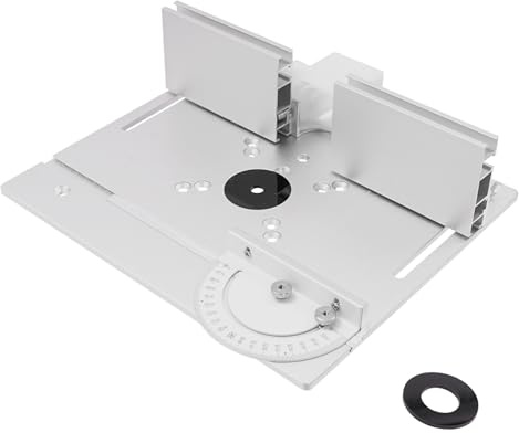 Frästisch Einlegeplatten, Aluminiumlegierung mit Klarer Skala, Frästisch Einlegeplatte für Oberfräsen, Router Table Insert Plate, Fräsplatte Gravur-Hilfswerkzeug mit Gehrungslehre (Silber)