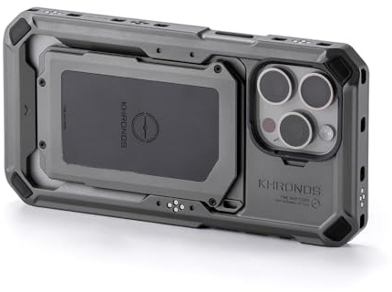 TILTA Khronos Phone Cage pour iPhone 15 Pro Max, Caisson vidéo Mobile en Alliage d'aluminium, stabilisateur de Smartphone pour l'enregistrement vidéo/Youtube/Vlog - Space Gray TK-IP15-PMFC-SG