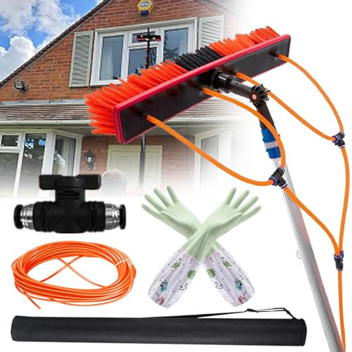pedenencelia Water Fed Pole Kit, Solar Panel Cleaning Brush With Gloves And Carrying Bag,Outdoor Window Cleaner Cleaning Tool For Caravan Solar Panel,7M