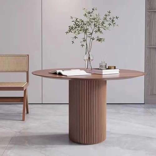 LBLFEBD Runder Esstisch aus Kiefernholz, Schwarzer Bauernhausküchen-Tisch mit Holzsockel, Freizeit-Couchtisch für 2-4 Personen