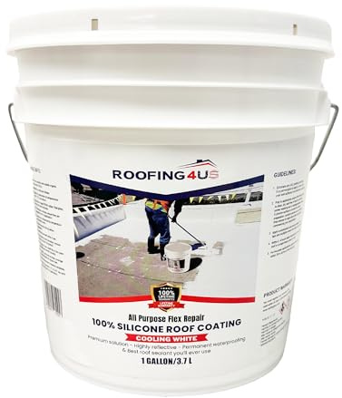 100% Silicone Roof Coating & Sealant – Long-Lasting, Waterproof, UV-Resistant | Premium Leak Repair for RV, Camper, Metal & Flat Roofs (Cooling White, 1 Gallon)