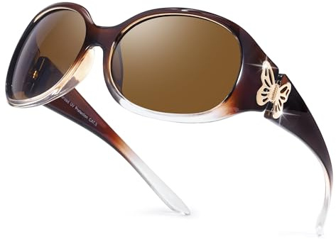 TJUTR Polarised Sunglasses for Womens Wrap Around Ladies Sunglasses with UV Protection Trendy Butterfly Design