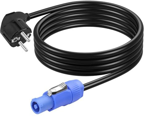 CERRXIAN 6.5FT Cavo di conversione da spina UE a Powercon AC, cavo di alimentazione per altoparlanti audio a 3 pin da 1,5 mm² 15AWG a 90 gradi da Cee 7/7 maschio a Powercon tipo A (2M)
