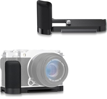 JJC XM5 Metal Camera Hand Grip for Fujifilm Fuji X-M5 Camera, Arca Swiss Type Quick Release Plate Support with Anti-Slip Silicone L Bracket Enhanced Grip, Black | 1/4-20 Tripod Hole & Speaker Hole, Anti-Slip Silicone+Durable Aluminium Alloy, Change Battery & Memory Card without Removing