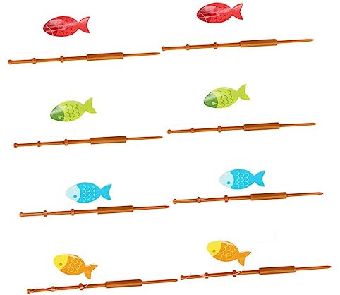 FOYTOKI 8pcs Fishing Rod Cake Ornament Cake Decorations Cupcake Toppers for Boys and Girls
