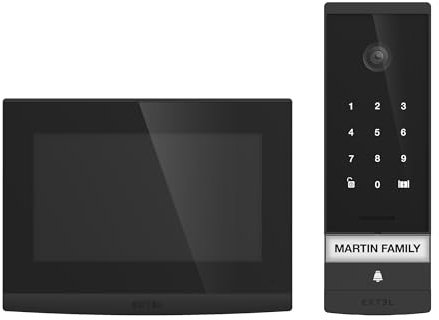 Extel Open 3K – Visiophone Wi-Fi 7’’ avec caméra 3K ultra-HD, digicode + QR-Code, contrôle depuis smartphone, ouverture portail/portillon, vision nocturne, installation 2 fils – Kit visiophone complet