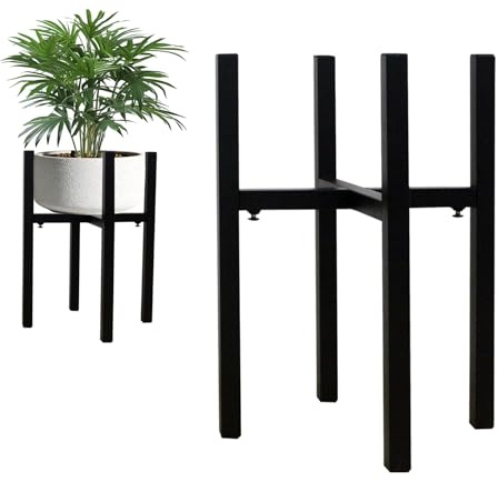 Generisch Blumenständer, Verstellbarer Metall Pflanzenständer, Blumenhocker mit kreuzförmigem Tablett, Metall Pflanzgefäß für Innenräume und Außenbereich, verstellbare Pflanzenhocker Breite: 23-32 cm