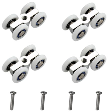 4 Pezzi Rulli per Porta Scorrevole in Vetro, Rotelle Doccia Scorrevole con Cuscinetti in Lega di Zinco, Rullo Carrello Porta Scorrevole per Binario Porta Doccia o Finestre Scorrevoli in Vetro