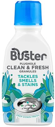 Buster Plughole Clean & Fresh Granules (Eucalyptus) Fast-Acting Dishwasher & Washing Machine Cleaner & Sink and Drain Cleaner for Bad Smells and Stains, Fresh Scent, 300g - Made in UK