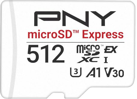 PNY Tarjeta microSD™ Express 512GB UHS-I U3 V30 A1, hasta 890MB/s de Lectura y 810MB/s de Escritura, Ideal para Dispositivos compatibles con microSD Express como Nintendo Switch 2