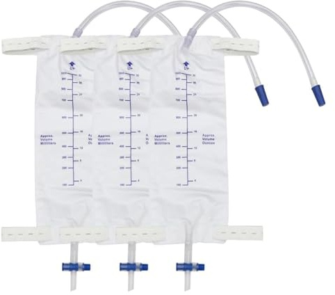 5 PCS 750ML Harnableitungsbeutel Latexfreier Urinbeinbeutel mit Anti-Reflux-Ventil(1000ML)