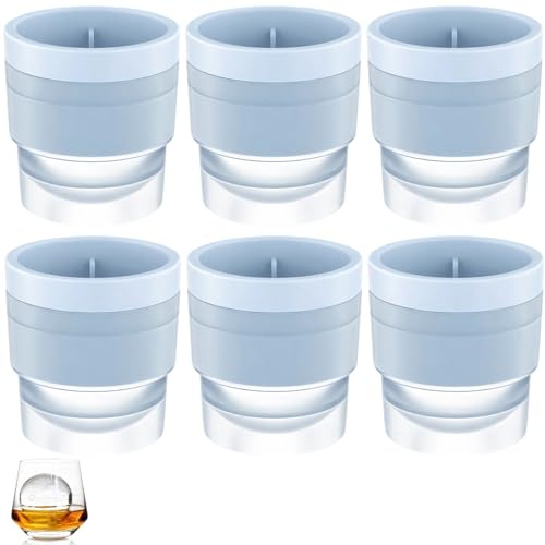 6-Piece Ice Ball Mould Set, Large Ice Ball Maker for Whiskey and Cocktails,Sphere Ice Cube Mould Can Be Used to Make 6cm Ice Hockey for Beverages, Suitable for Home Bars and Entertainment Use