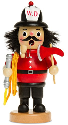 SIKORA Räuchermännchen aus Holz Verschiedene Motive Räucherfigur Deko Weihnachtsfigur - RM-B, Farbe/Modell:B08 rot - Feuerwehrmann, Höhe in cm:Höhe ca. 16 cm