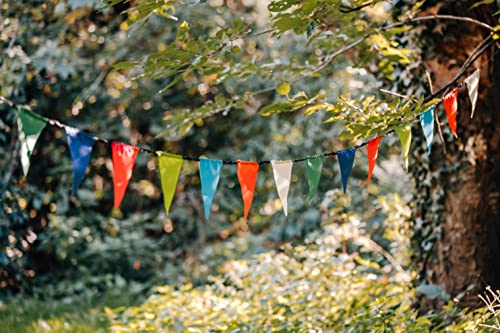 Wimpelkette Girlande wetterfestem Zeltstoff, 3m Manufaktur Martinshof Wimpel Girlande Bunte Wimpelkette, farbenfrohe Wimpeln für Draußen, Party