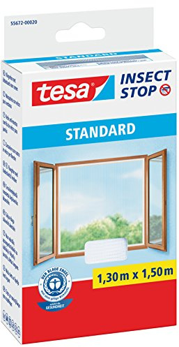 Tesa Fliegengitter für Standard-Fenster, weiß, leicht, 1,5 m x 1,8 m 1,3m:1,5m / 4er Pack Weiß