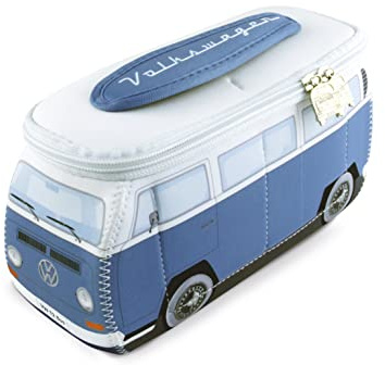 BRISA VW Collection - Volkswagen Neopren Universal Smink Kosmetik Kultur Resor Apoteksväska Pennfodral Påse T2 Bulli Bus (Blå & Vit/Liten)