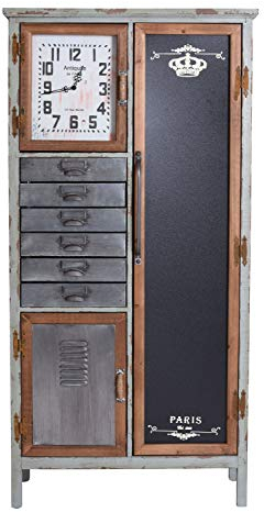Schubladenschrank „Paris LOFT“ – Industrial Kommode | Holz & Metall | Schrank mit Uhr & Stauraum | Vintage Hochkommode lof023 Palazzo Exklusiv