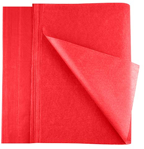 FEPITO 100 Blatt rotes Weihnachts-Seidenpapier, Geschenkverpackung, rotes Papier, Seidenpapier zum Verpacken von Weihnachtsgeschenken, Basteln (14 x 20 Inch)