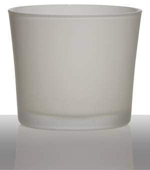 INNA-Glas Tiesto de Cristal Alena, cilíndrica/Redonda, Blanco Mate, 12,5cm, Ø14,5cm - Macetero - Maceta