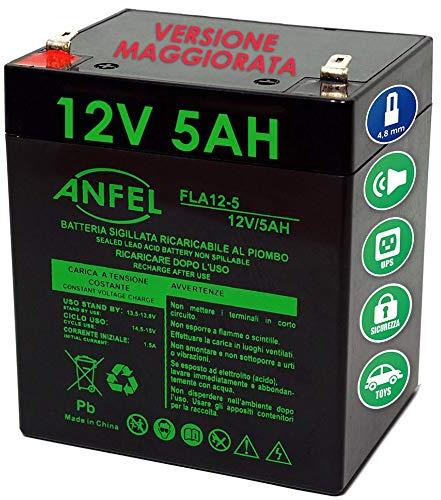 Batteria ricaricabile al Piombo 12V 4,5Ah Faston 4,8mm misure 90 x 70 x 101 mm per UPS allarmi sirene