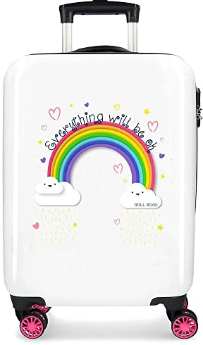 Roll Road Arcoiris Everything Ok Trolley cabina Rosa 38x55x20 cms Rigida ABS Chiusura a combinazione numerica 35L 2,3Kgs 4 Ruote Bagaglio a mano