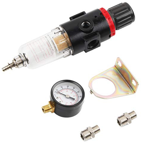 TIMBERTECH Druckregler für Airbrush-Kompressor, 1/8 Zoll NPT Luftfilter Airbrush-Regler mit 0-100 PSI Messgerät, Wasserabfallfilter für Kompressor