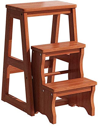 MYAOU Escabeau Pliable à Petites marches, Tabouret en Bois à 3 étapes, étagère à échelle de Salle de Bain avec marches antidérapantes, marchepied Pliant en Bois Massif