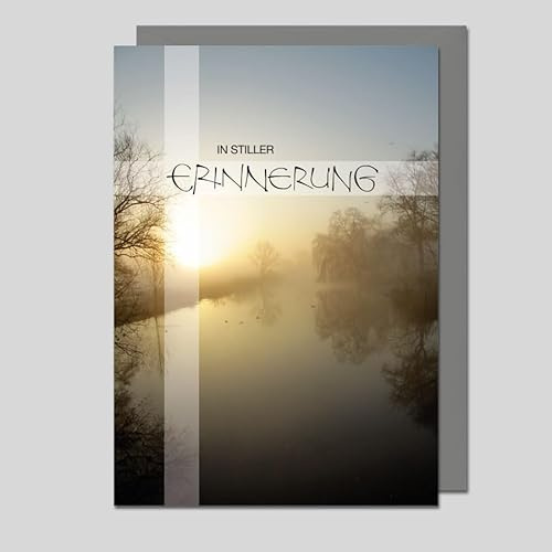 Michel Verlag Stilvolle Trauerkarte ANTEILNAHME | Beileidskarte & Umschlag | Trauer Karte Tod Abschied eines lieben Menschen Kondolenz Beerdigung Beisetzung | 17x12cm, Made in DE (Erinnerungen)