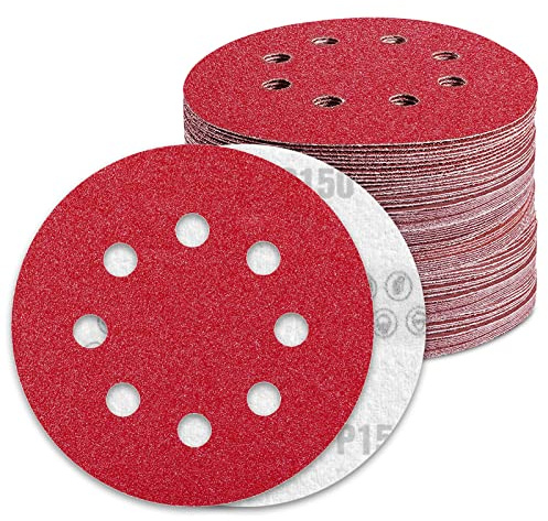 Disco Lija 125 mm Grano 150 Discos Abrasivos 100pcs para 8 Agujero Lijadora Orbital