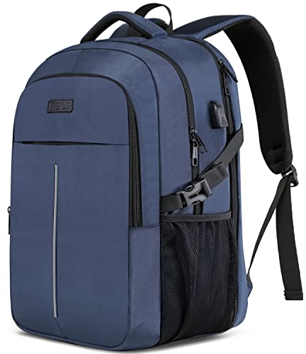 Backpack for Men,Extra Large 50L Water Resistant 17.3 inch Travel Laptop Backpack Work Bag with USB Charging Port,Anti Theft Big Business Computer Backpack for Men Women College School-Blue