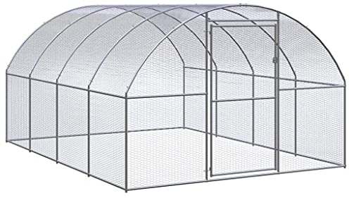 HOMIUSE HüHnerstall Outdoor-Hühnerstall Verzinkter Stahl HüHnerstall Winterfest Meerschweinchen Haus HüHnerhaus KleintierkäFig HüHnerhaus Winterfest HüHnergehege Enten, GäNse, Kaninchen 3x4x2 m