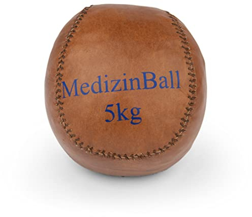 trenas Medizinball 5kg aus Leder | Kompakt | Lederball | Original Medizin Ball | Medizinball Leder | Medizinbälle
