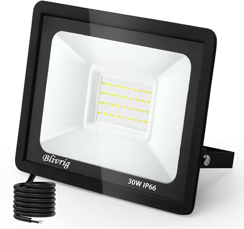Projecteur LED Extérieur, 30W Spot LED Exterieur 3000LM 3500K Blanche Chaude Éclairage de Sécurité Extérieur IP66 Imperméable pour Garage Jardin Terrasse Parking
