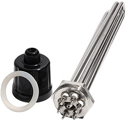 DHVIJA 1 1/2 BSP/DN40 All 304SUS Tubular Immersion Heater With Grounding Screw 220V/380V Heating Element For Water/Oil joyous (Size : 220V, Color : 12KW 355mm 304SUS)