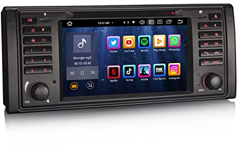 Erisin Android 14 8-Kern 4GB RAM+64GB ROM Autoradio GPS Navi für BMW 5er E39 M5 7 Zoll Bluetooth 5.0 Touchscreen Unterstützt Kabelloses CarPlay Android Auto DAB+ DVD FM Radio DSP WiFi TPMS OBD2