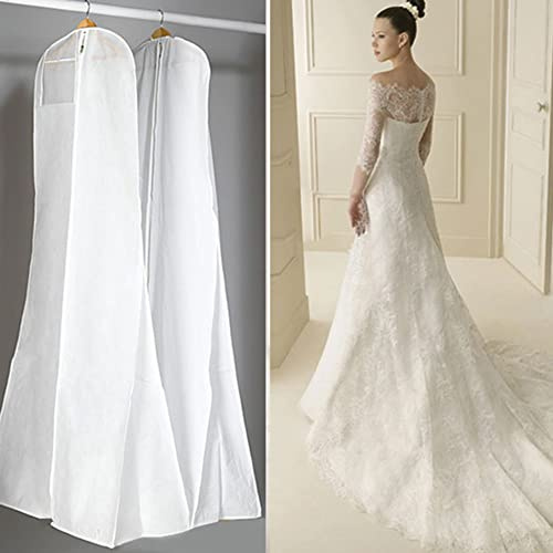 Custodia per abiti, 170 cm, traspirante, antipolvere, per abiti da sposa, abiti da sera o cappotti lunghi, resistente alla polvere, colore bianco