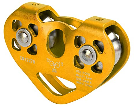 Alomejor Poulie de Tyrolienne, Poulie d'escalade Légère de Résistance à l'usure 30KN pour la Descente (Or)