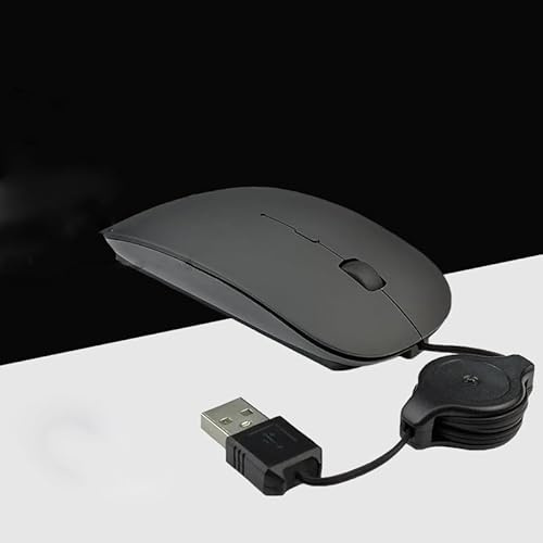 Infällbar trådbunden mus notebook dator teleskopisk trådbunden mus tyst mus USB optisk mus för kontor, spel (svart)