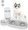 Katzen Futternapf Set,Birshe 3er Katzennapf Futternapf Katze Erhöht mit Automatischer Wasserflasche Katzennapf erhöht für Nass-Trockenfutter 15°Geneigte Fressnapf für Kleine (Dunkelgrau)