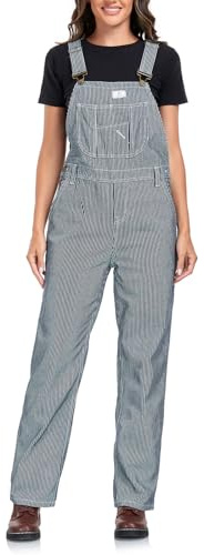 HISEA Women's Hickory Stripe Bib Overalls, Womens Relaxed Fit Overalls with Adjustable Straps and Convenient Tool Pockets