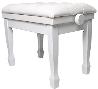 RWRAPS Massivholz-Klavierhocker, luxuriöser Solo-Klavierbankhocker, 10 cm höhenverstellbar, 60 x 40 x 50–60 cm (Farbe: Rosa) (weiß)
