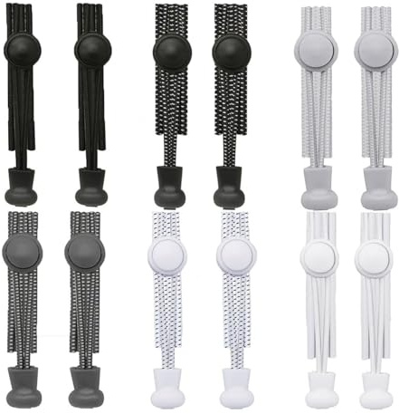 Copiel 6 pares de cordones elásticos sin atar, cordones de cierre rápido, cordones de goma para niños, hombres, mujeres corredores deportivos, multicolor, talla única