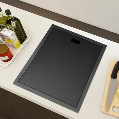 Spüle Küche Schwarz Einzelbecken Küche mit Armaturen, Spülbecken Küche Edelstahl Inkl Siphon & Über,350 * 450mm