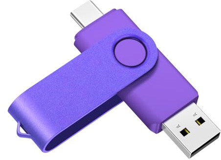 Yaxiny USB C USB-minne 128 GB 1 stycken, OTG USB C pennenhet, USB 3.0 och USB C flashenhet, typ C minnessticka för USB A+USB C Android smartphone metall lila